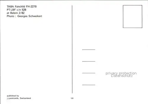 Flugzeuge Zivil Taba Fairchild FH 227B PT LBF c n 528 Kat. Airplanes Avions