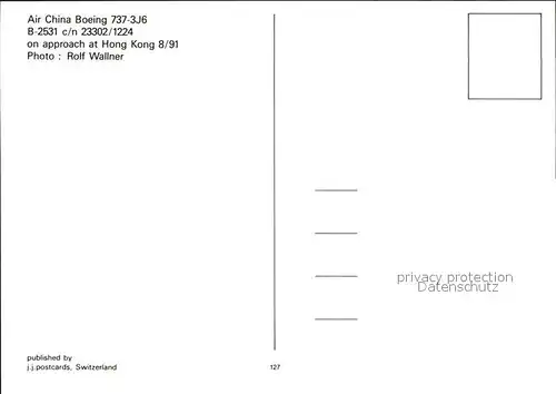 Flugzeuge Zivil Air China Boeing 737 3J6 B 2531 c n 23302 1224 Kat. Airplanes Avions