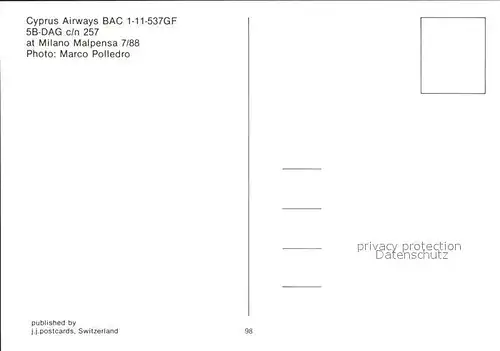 Flugzeuge Zivil Cyprus Airways BAC 1 11 537GF 5B DAG c n 257 Kat. Airplanes Avions