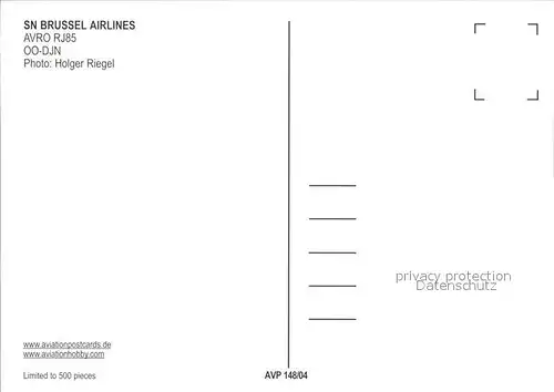 Flugzeuge Zivil SN Brussel Airlines Avro RJ85 OO DJN  Kat. Airplanes Avions