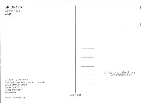 Flugzeuge Zivil Air Jamaica A321 6Y JME  Kat. Airplanes Avions