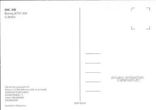 Flugzeuge Zivil JMC Air Boeing B757 300 G JMAA  Kat. Airplanes Avions