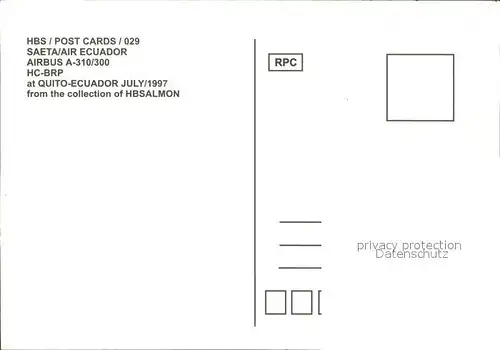 Flugzeuge Zivil Saeta Air Ecuador A310 300 HC BRP Kat. Airplanes Avions