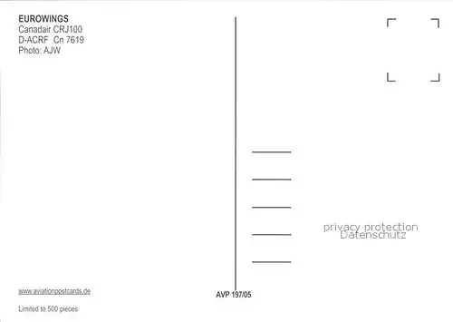 Flugzeuge Zivil Eurowings Canadair CRJ100 D ACRF cn7619 Kat. Airplanes Avions
