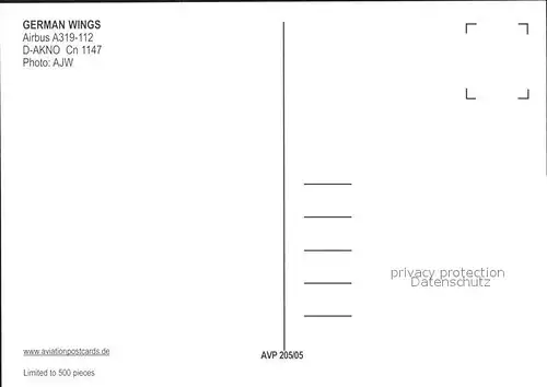 Flugzeuge Zivil German Wings A319 112 D AKNO cn 1147 Kat. Airplanes Avions