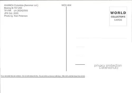 Flugzeuge Zivil Avianca Colombia Aeromar col. Boeing B 757 256 TF FIR c n 26242 593 Kat. Airplanes Avions
