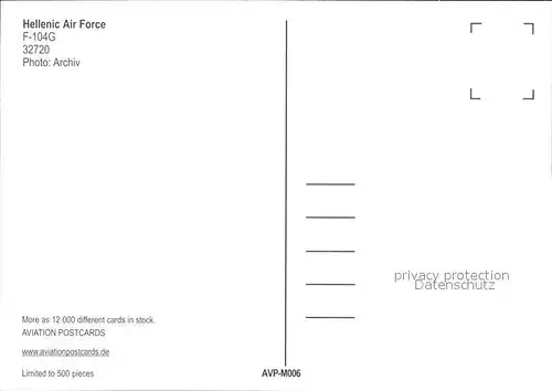 Flugzeuge Militaria Hellenic Air Force F 104G 32720 Kat. Airplanes Avions