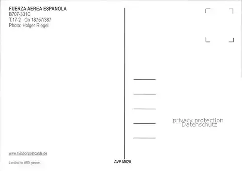 Flugzeuge Zivil Fuerza Aerea Espanola B707 331C T.17 2 cn 18757 387 Kat. Airplanes Avions