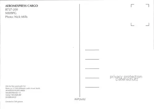 Flugzeuge Zivil Aeromexpress Cargo B727 200 N909PG Kat. Airplanes Avions