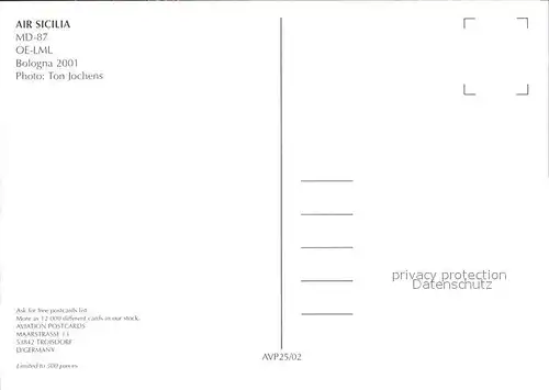 Flugzeuge Zivil Air Sicilia MD 87 OE LML Kat. Airplanes Avions