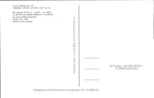 Flugzeuge Zivil BCA Charter British Caledonian Airways McD Douglas DC 10 10 G BJZD c n 46970 Kat. Airplanes Avions