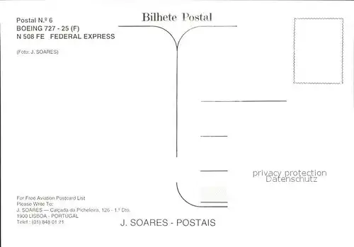 Flugzeuge Zivil Federal Express Boeing 727 25F N508FE  Kat. Airplanes Avions