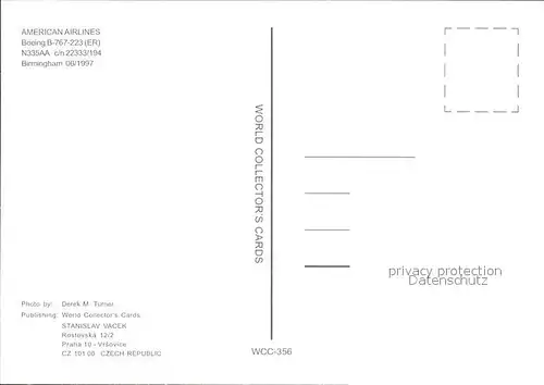 Flugzeuge Zivil American Airlines Boeing B 767 223ER N335AA c n 22333 194 Kat. Airplanes Avions