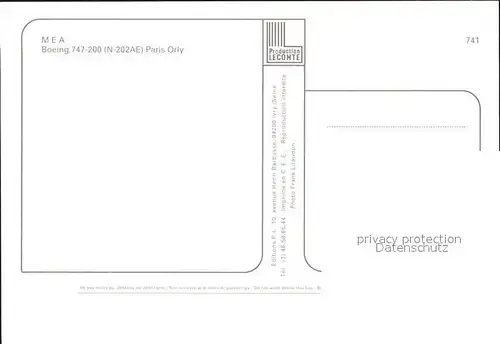 Flugzeuge Zivil MEA Boeing 747 200 N 202AE  Kat. Airplanes Avions