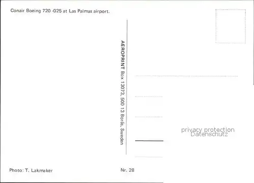 Flugzeuge Zivil Conair Boeing 720 025 OY DSP Kat. Airplanes Avions