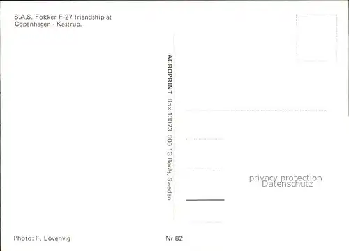 Flugzeuge Zivil SAS Scandinavian Fokker F 27 Friendship SE IRG  Kat. Airplanes Avions