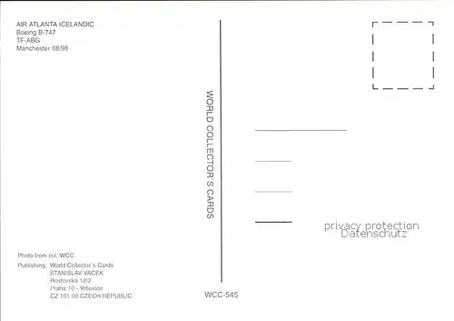Flugzeuge Zivil Air Atlanta Icelandic Boeing B 747 TF ABG  Kat. Airplanes Avions