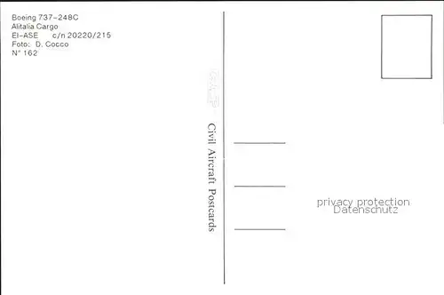 Flugzeuge Zivil Alitalia Cargo Boeing 737 248C EI ASE c n 20220 215 Kat. Airplanes Avions