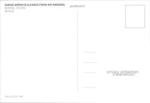 Flugzeuge Zivil Sudan Airways Boeing 737 200 SE DLD  Kat. Airplanes Avions