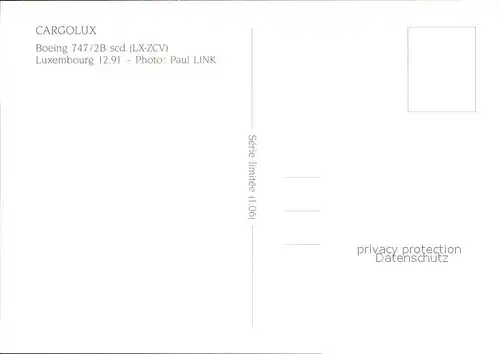 Flugzeuge Zivil Cargolux Boeing 747 2B scd LX ZCV  Kat. Airplanes Avions