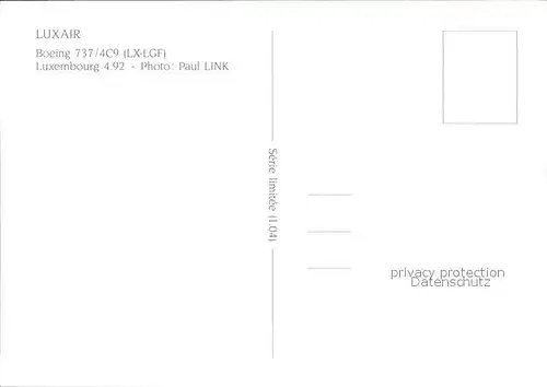 Flugzeuge Zivil Luxair Boeing 737 4C9 LX LGF  Kat. Airplanes Avions