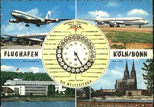 Flugzeuge Zivil Pan American SAS Flughafen Koeln Bonn Weltzeituhr  Kat. Airplanes Avions