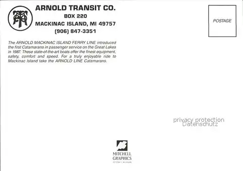Faehre Arnold Transit Co Mackinac Island  Kat. Schiffe