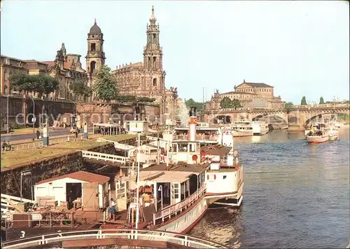 Hafenanlagen Dampferanlegestelle Bruehlschen Terrasse Dresden Dampfer Kat. Schiffe