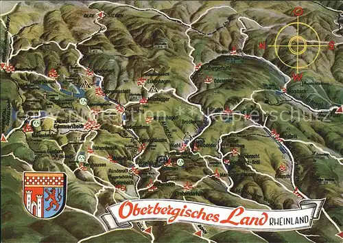Panoramakarte Oberbergisches Land Huelsenbusch Eckenhagen Kat. Besonderheiten