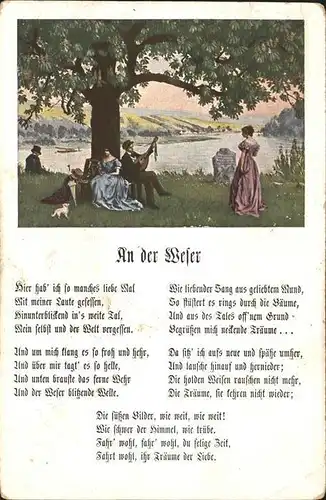 Liederkarte An der Weser Bunte Reihe Nr. 3 Kat. Musik