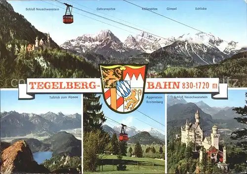 Seilbahn Tegelberg Schwangau Fuessen Schloss Neuschwanstein Aggenstein Alpsee  / Bahnen /