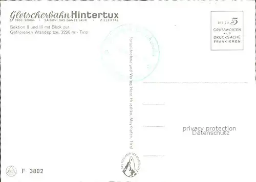 Seilbahn Hintertux Sektion II und III Gefrorene Wandspitze  / Bahnen /