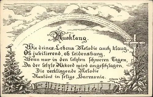Liederkarte Gedicht M. Feesche  Kat. Musik