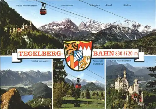 Seilbahn Tegelberg Schwangau-Fuessen Schloss Neuschwanstein Alpsee  / Bahnen /