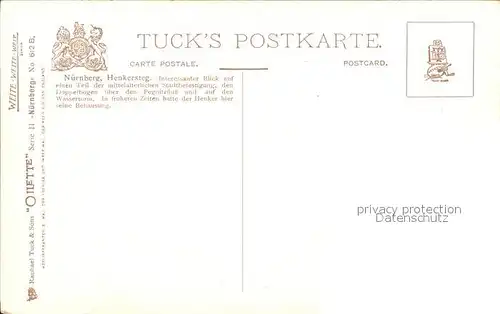 Verlag Tucks Oilette Nr. 612 B Nuernberg Henkersteg Charles E. Flower  Kat. Verlage