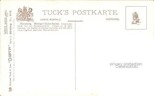 Verlag Tucks Oilette Nr. 611 B Nuernberg Heiliges Geist Spital Charles E. Flower Kat. Verlage