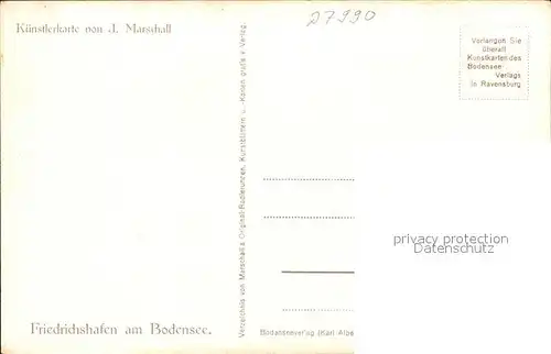 Kuenstlerkarte J. Marschall Friedrichshafen am Bodensee  Kat. Kuenstlerkarte