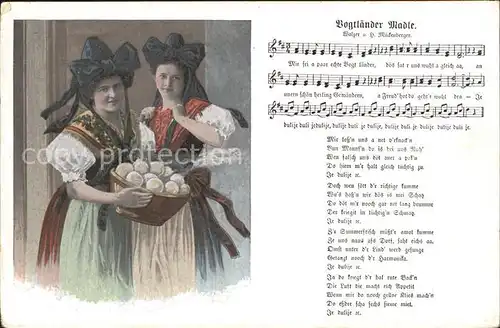 Liederkarte Vogtlaender Madle Trachten Kloesse  Kat. Musik