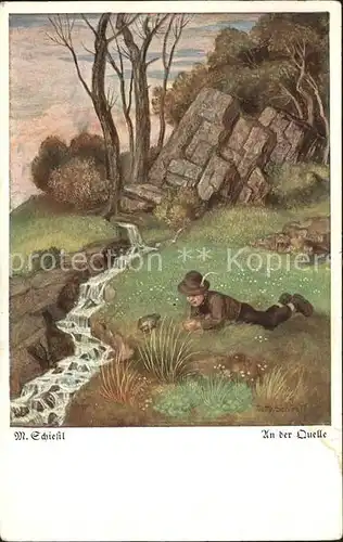 Schiestl M. An der Quelle Wiechmann Bildkarten Sammlung 128  Kat. Kuenstlerkarte