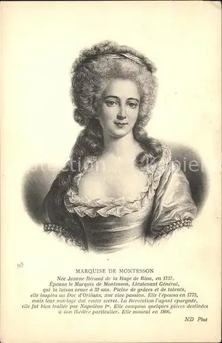 Adel Frankreich Charlotte Jeanne Beraud de la Haye de Riou Marquise de Montesson Kat. Koenigshaeuser