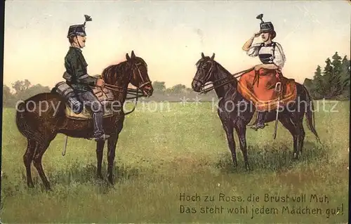Militaria Pferde Soldat Frau Gedicht Spruch Kat. Militaria