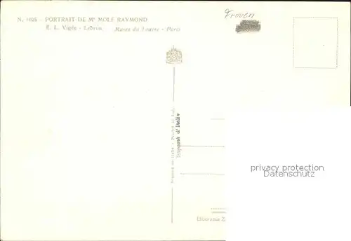 Kuenstlerkarte E.L. Vigee Lebrum Madame Mole Raymond Nr. 1025  Kat. Kuenstlerkarte