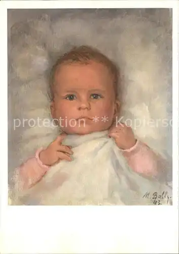 Kuenstlerkarte M. Bally Huessy Bebe Baby Spendenkarte Pro Infirmis Kat. Kuenstlerkarte