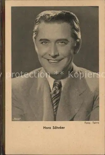 Schauspieler Hans Soehnker Foto Terra Kat. Kino und Film