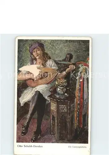 Kuenstlerkarte Otto Sebaldt Die Lautenspielerin Nr. 257 Mandoline Bahnpost Kat. Kuenstlerkarte