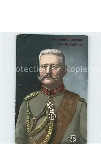 Hindenburg Generalfeldmarschall Eisernes Kreuz  Kat. Persoenlichkeiten