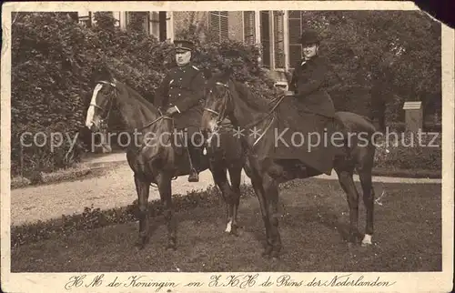 Adel Niederlande Koenigin Wilhelmina Prinz Hendrik Pferde reiten Kat. Koenigshaeuser