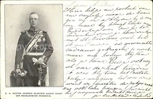 Adel Niederlande Heinrich Wladimir Albrecht Ernst Herzog zu Mecklenburg Schwerin Kat. Koenigshaeuser