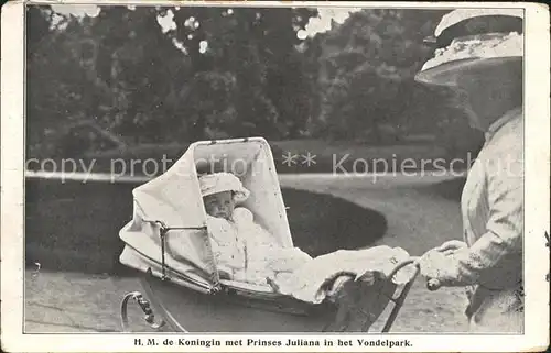 Adel Niederlande Koenigin Wilhelmina Prinzessin Juliana Vondelpark Kinderwagen Kat. Koenigshaeuser