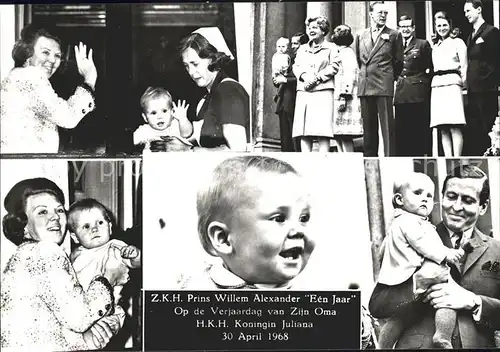 Adel Niederlande 1. Geburtstag Prinz Willem Alexander Prinzessin Beatrix Prinz Claus Kat. Koenigshaeuser